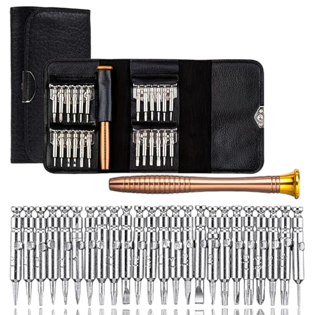 25in 1 Mini Precision Screwdriver Magnetic Set Electronic Screwdriver Opening Repair Tools Kit with Leather Bag for Mobile Phone PC Tablet Camera Watch Laptop Smartphone Screw Bits Combination Tool