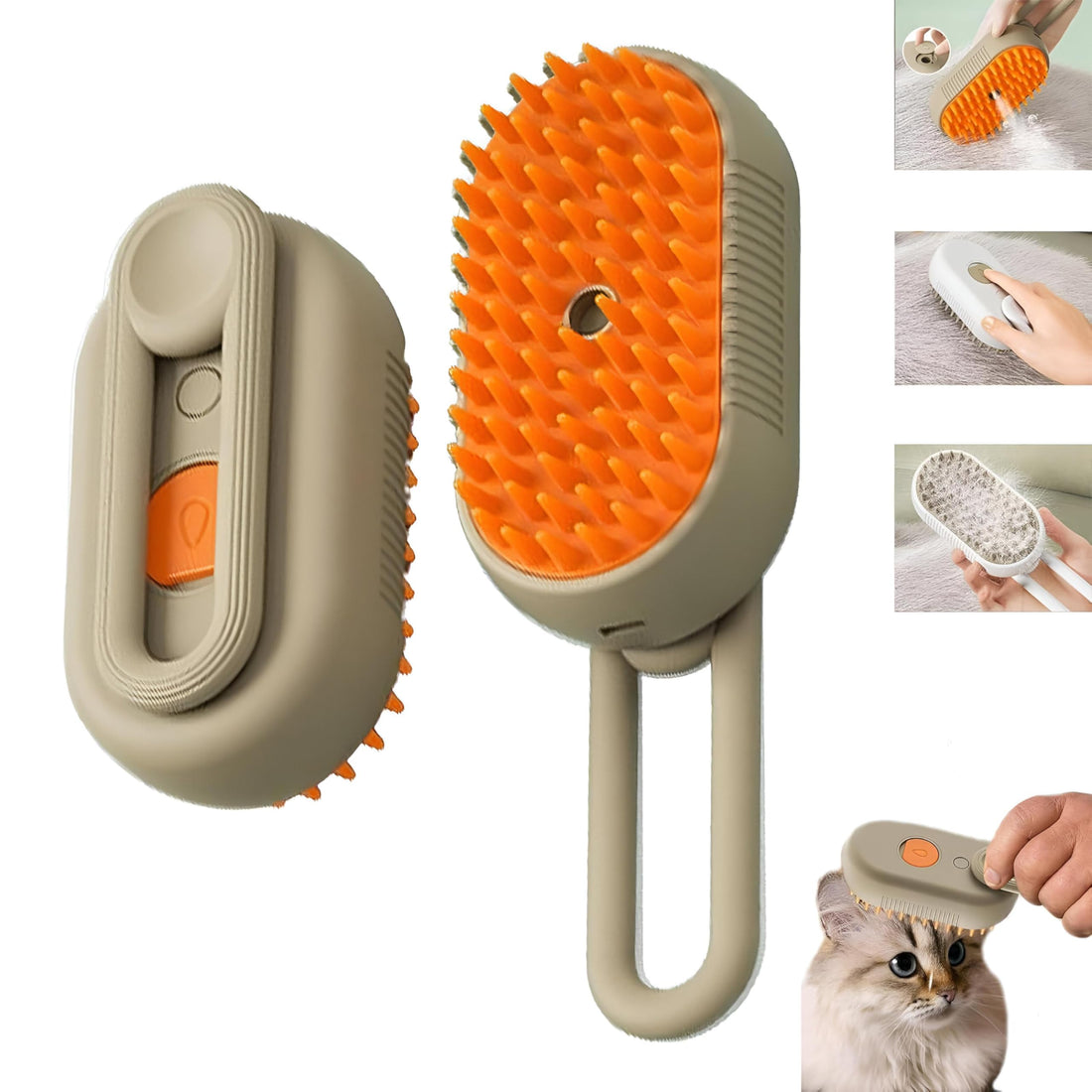Steamy Brush for Cats - Innovative Grooming Device with Water Mist, Tangle Removal, and Gentle Hair Cleaning for Pet Owners Seeking a Hassle-Free Grooming Experience