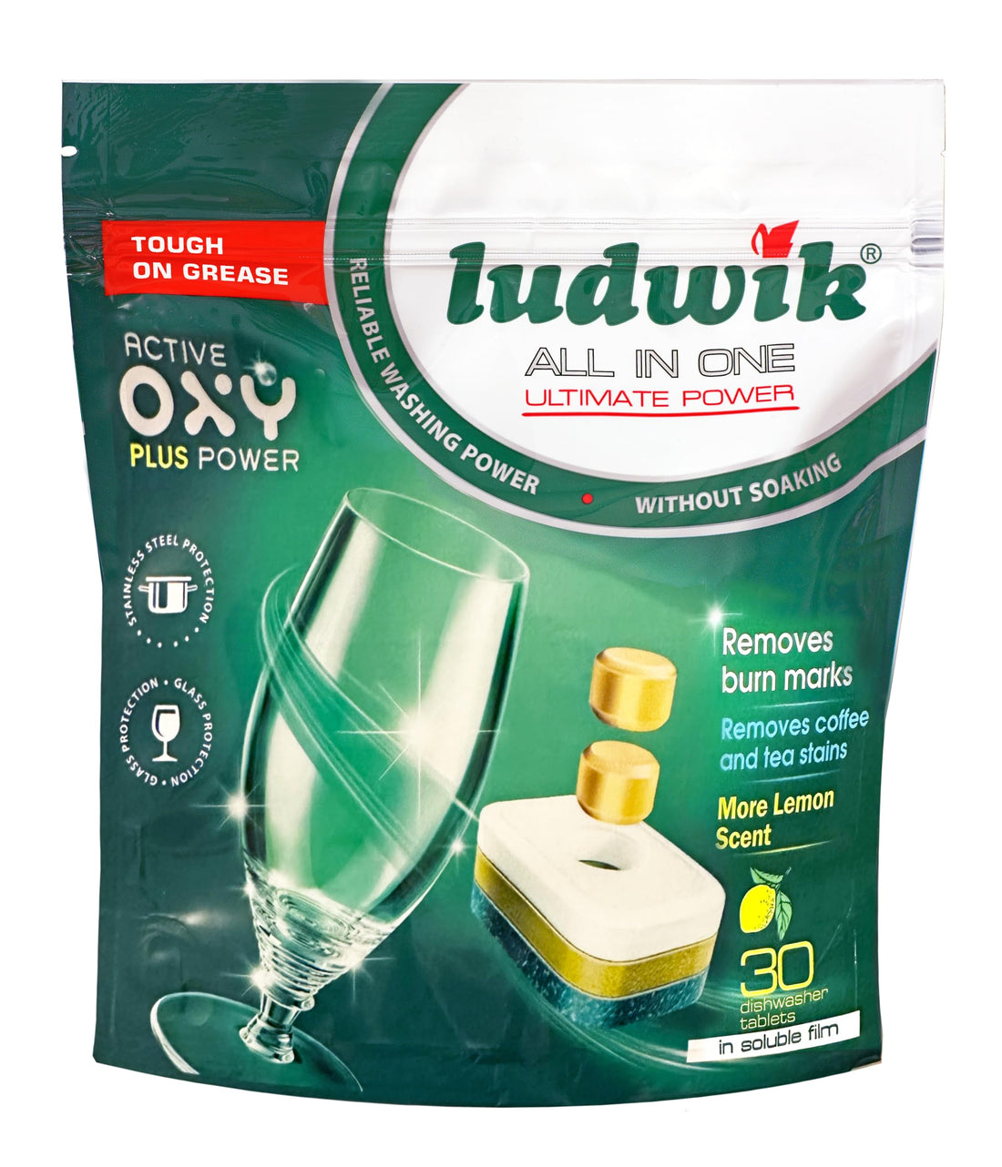 Ludwik All-In-One Lemon Dishwasher Tablets 30-Pieces
