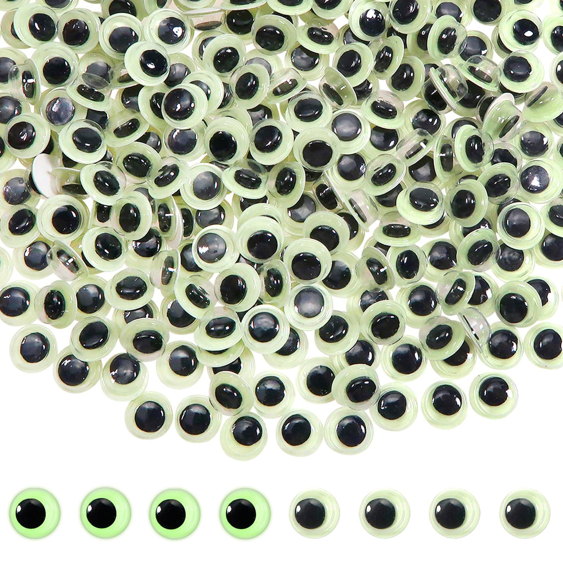 TOAOB THE ONE AND ONLY BABY 300pcs Glow in Dark Wiggle Googly Eyes Self Adhesive Luminous Googly Eyes 10mm Plastic Sticker Eyes for DIY Crafts Scrapbooking Decoration