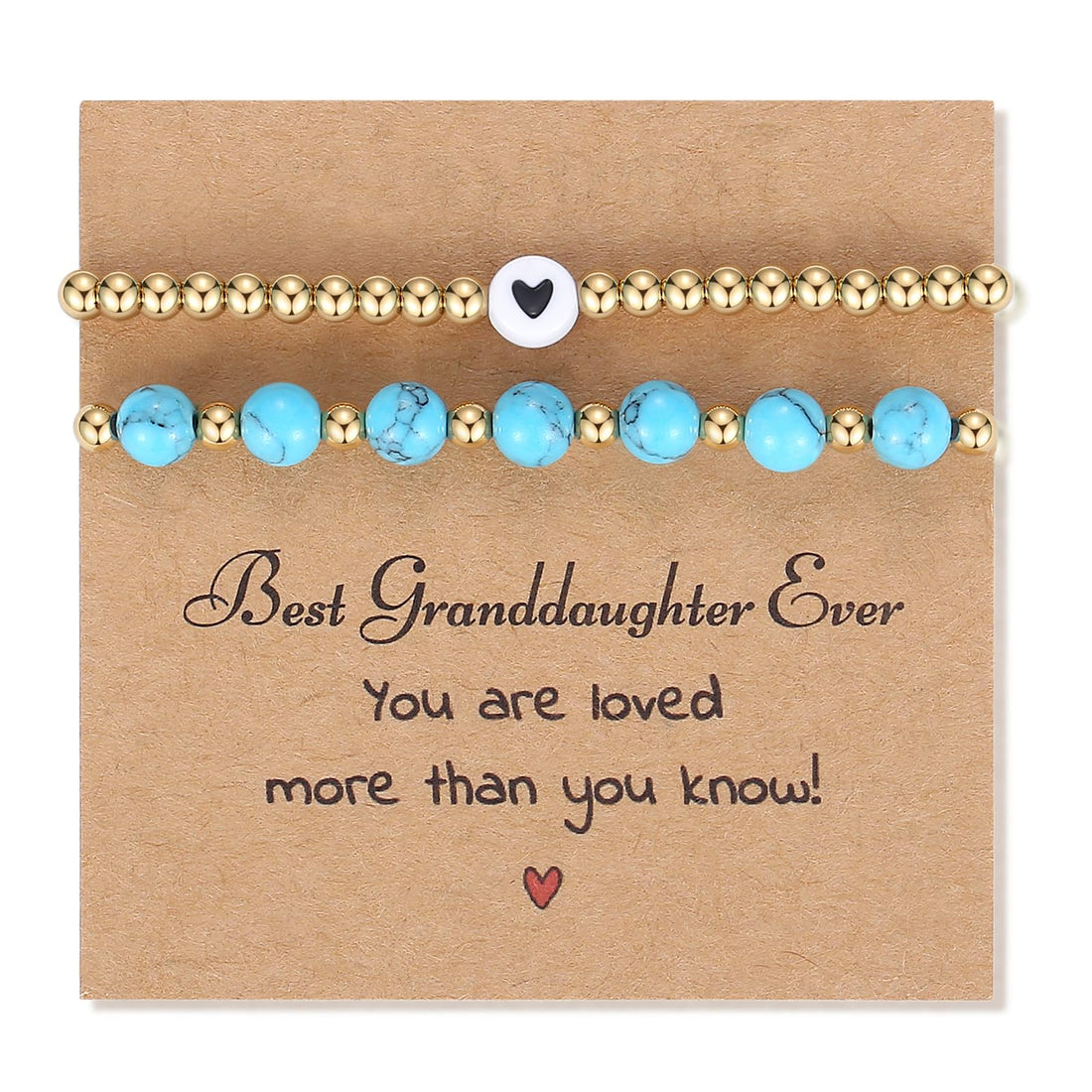 2Pcs Turquoise Beaded Bracelet Set, Unique Mothers Day Gifts for Mom, Daughter, Grandma, Granddaughter, Aunt, Niece, Sister, Friend...