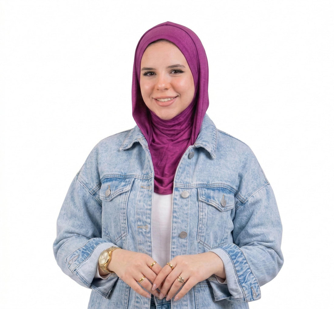 2-Piece Integrated Hoodie Hijab Set, Pure Lycra Cotton, Breathable Ninja Under-cap with Attached Hood Scarf, Modern Modest Headwear for Women