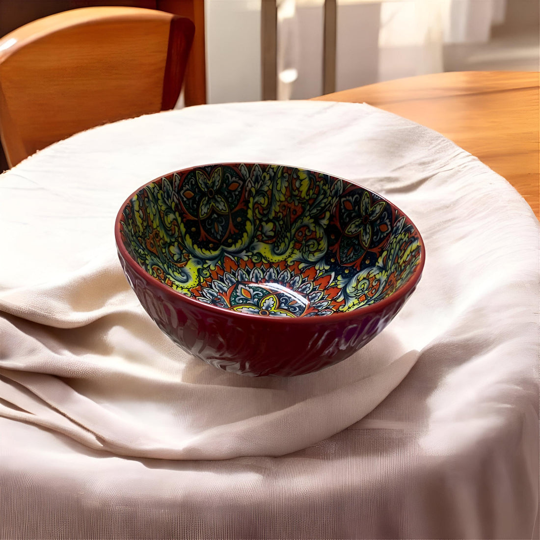 Colorful Porcelain Dinner Set - Elevate your dining experience with durable, crack-resistant bowls, designed to brighten and excite every meal with its unique bohemian design 12cm 1pc