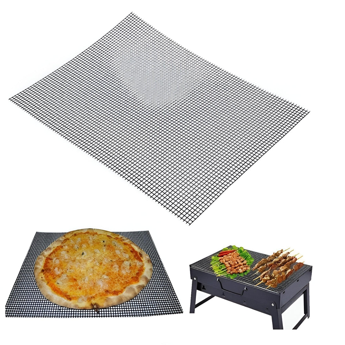 Reusable BBQ Grill Mat - Non-Stick Mesh Grill Mat for Cooking Meat, Vegetables, Baking, Ideal for Outdoor Grilling and Baking, Dimension 40 x 33cm