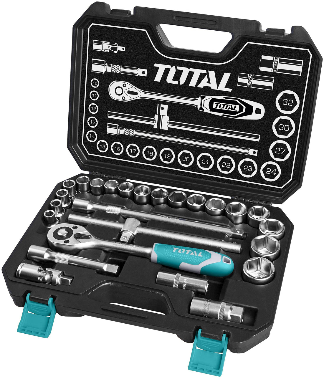 TOTAL TOOLS socket set 25 Pcs 1/2inch - 10:32mm - THT121251-2725188179512