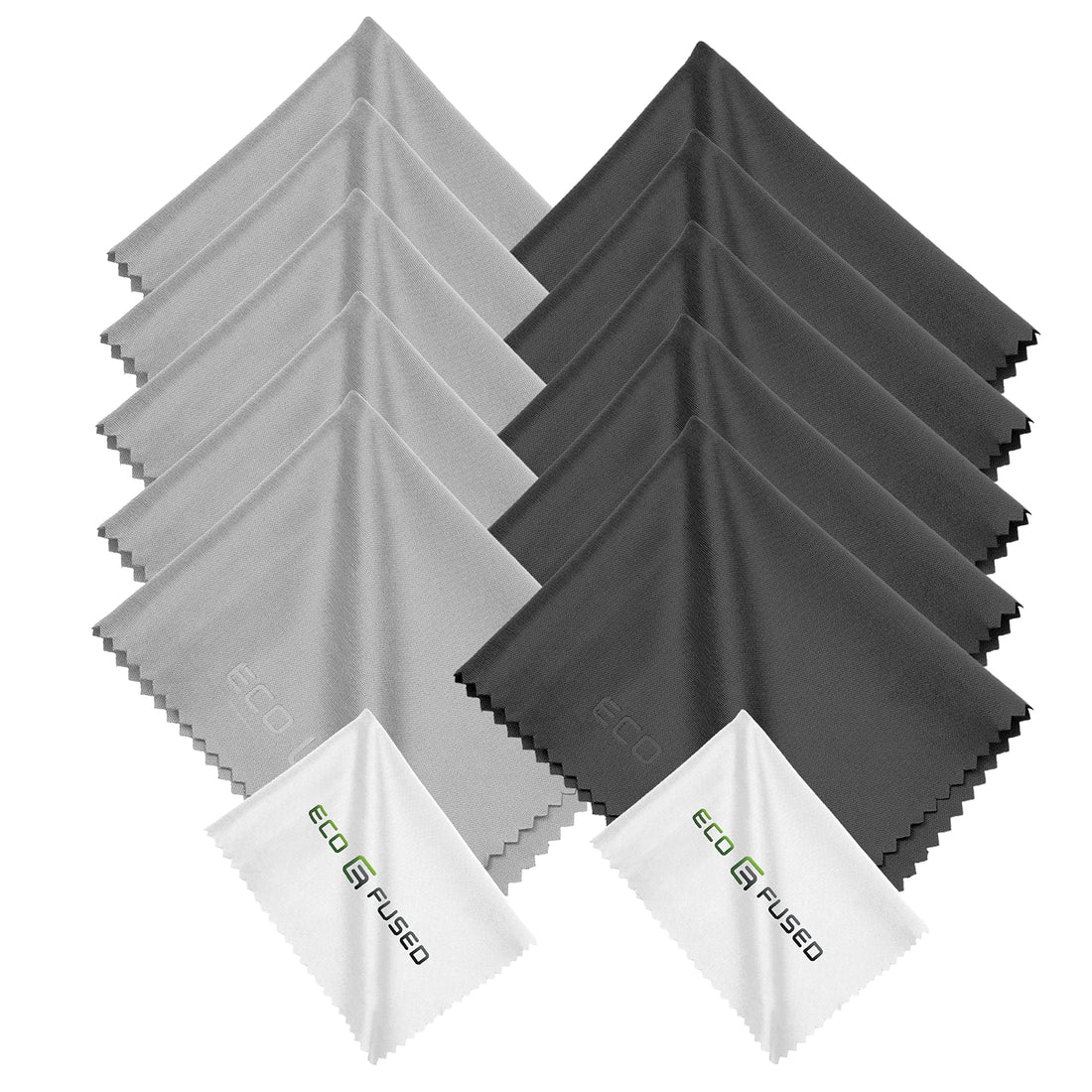 Eco-Fused Microfibre Cloths - Pack of 12 - For Cleaning Glasses, Sunglasses, Camera Lenses, iPad, Tablets, Mobile Phones, iPhone, Android Phones, Laptops, LCD Screens and Others