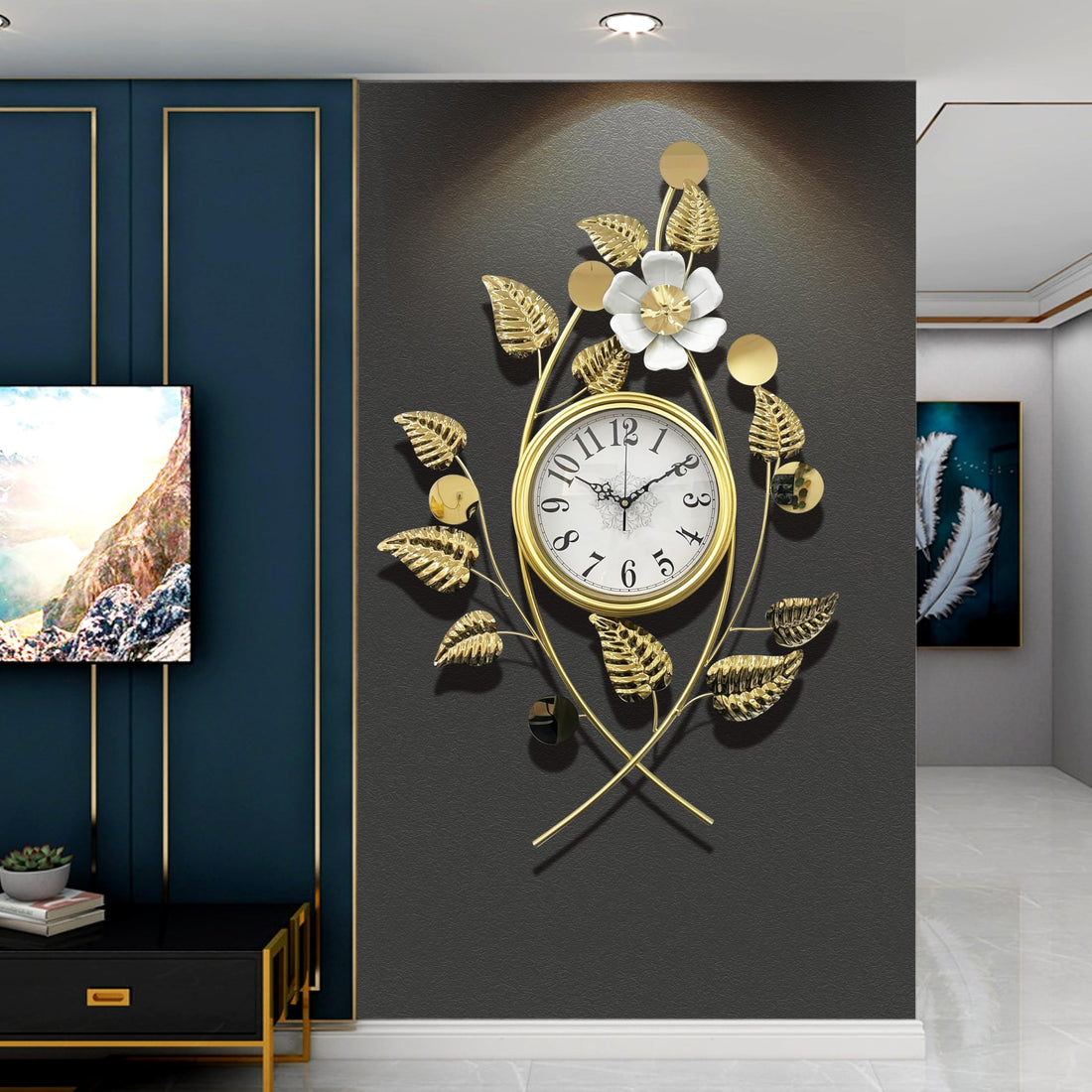 Wadi Misr Wall Clock | Luxury Stainless Steel Wall Clock with Silent Scanning Machine | Import & Export | Living Room Decor | 55 x 85 cm | Gold 1 Piece, Analog