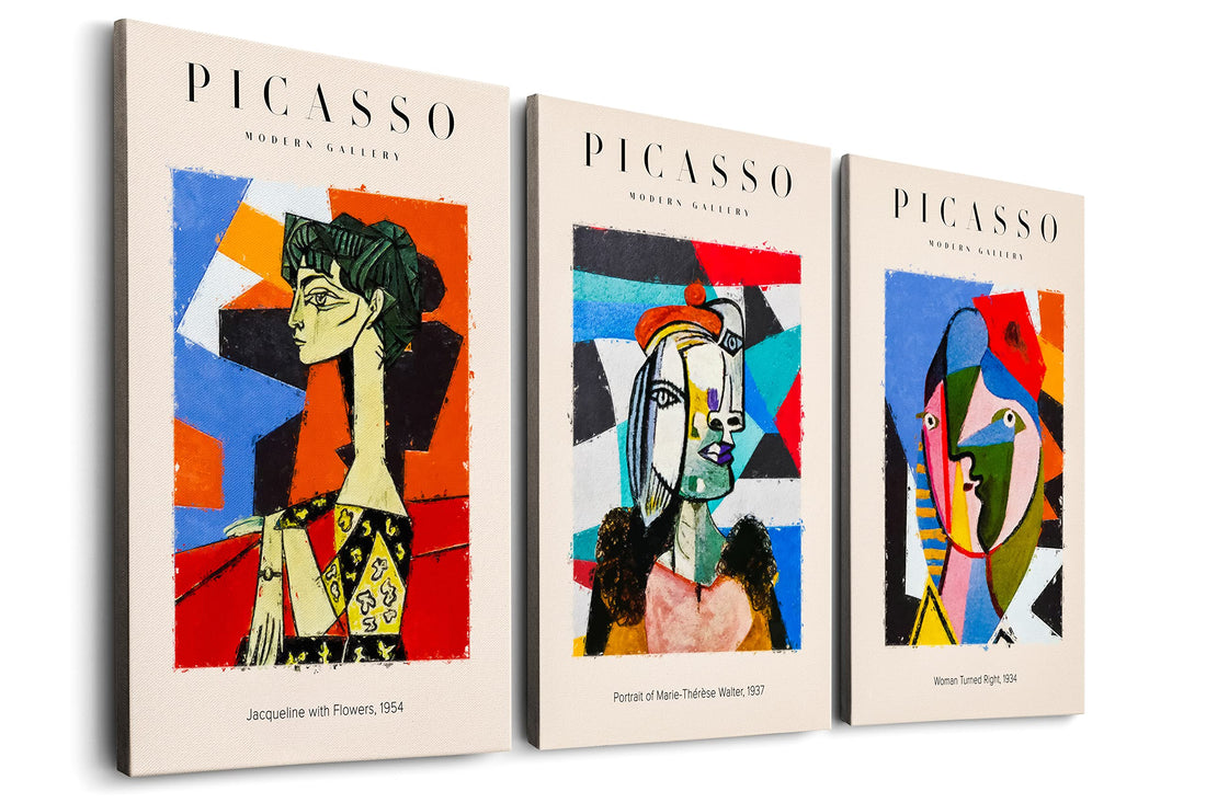 Picasso Canvas Framed Wall Art Set Minimalist Wall Decor Line Drawings Abstract Paintings Neutral Pablo Picasso Poster Prints for Living Room Bedroom and Bathroom, Ready to Hang (12''x16'')