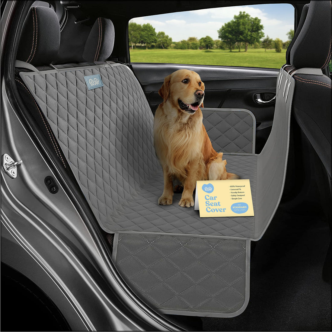 100% Waterproof Car Seat Cover For Dogs - Durable Scratch Resistant Dog Seat Cover - 600D Heavy Duty Hammock Back Seat Cover for Dogs – Universal Fit Nonslip Dog Car Seat Covers for Cars Trucks & SUV