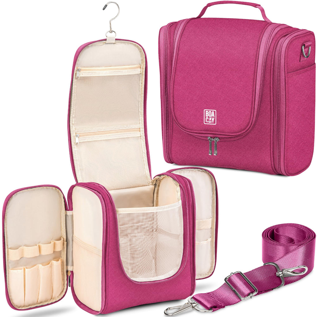 BOACAY Extra Large Hanging Travel Toiletry Bag for Women & Men, Makeup Bag