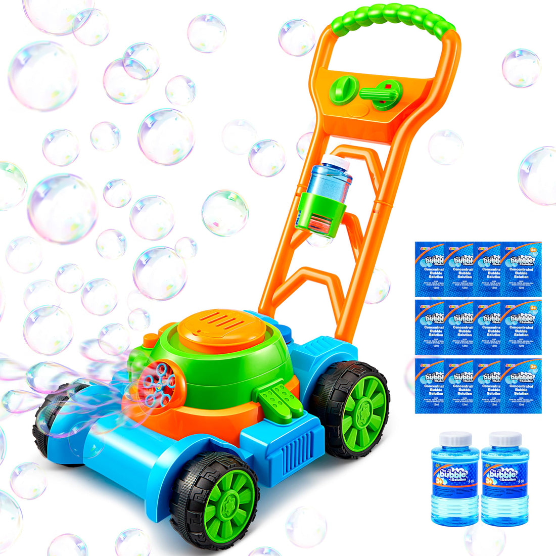 Sloosh Bubble Lawn Mower Toddler Toys - Kids Toys Bubble Machine Summer Outdoor Toys Games, Automatic Bubble Mover Push Toy for Age 1 2 3 4 Year Old Preschool Baby Boys Girls Birthday Gifts (Blue)