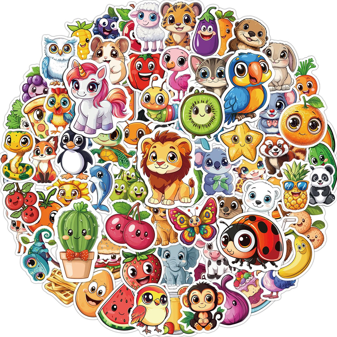 JCFIRE 200PCS Stickers for Kids, Waterproof Mixed Cute Animal Vinyl Scrapbook Stickers for Water Bottle, Book, Laptop, Goodie Bags Stuffers Kids Party Favors, Aesthetic Classroom Supplies Must Haves