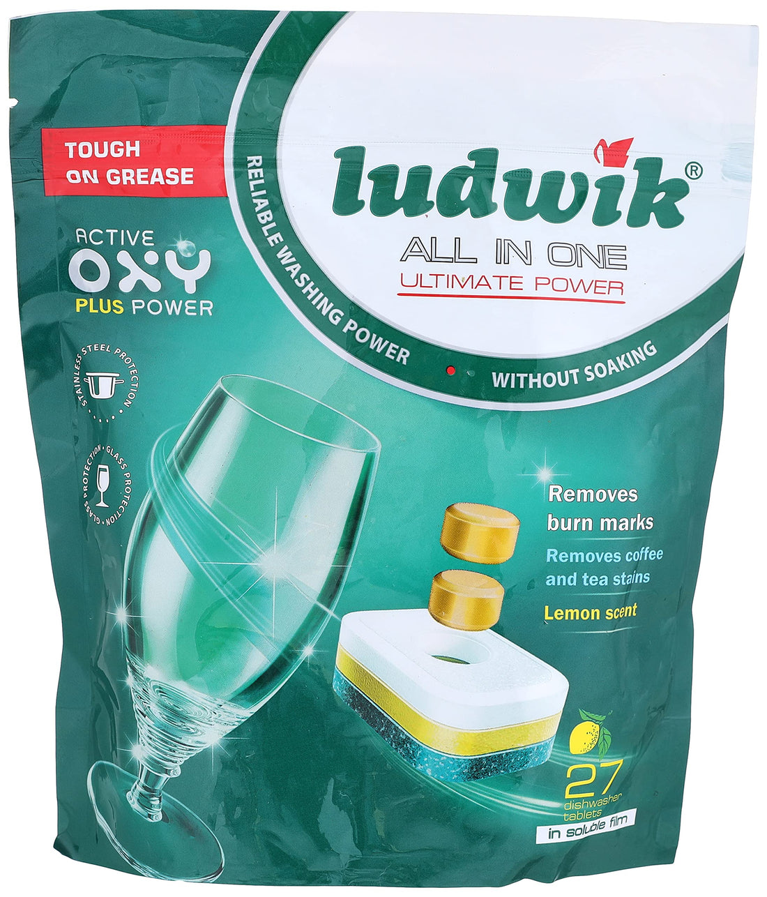 Ludwik dishwasher tablets with lemon scent - 27 tablets, 540 grams