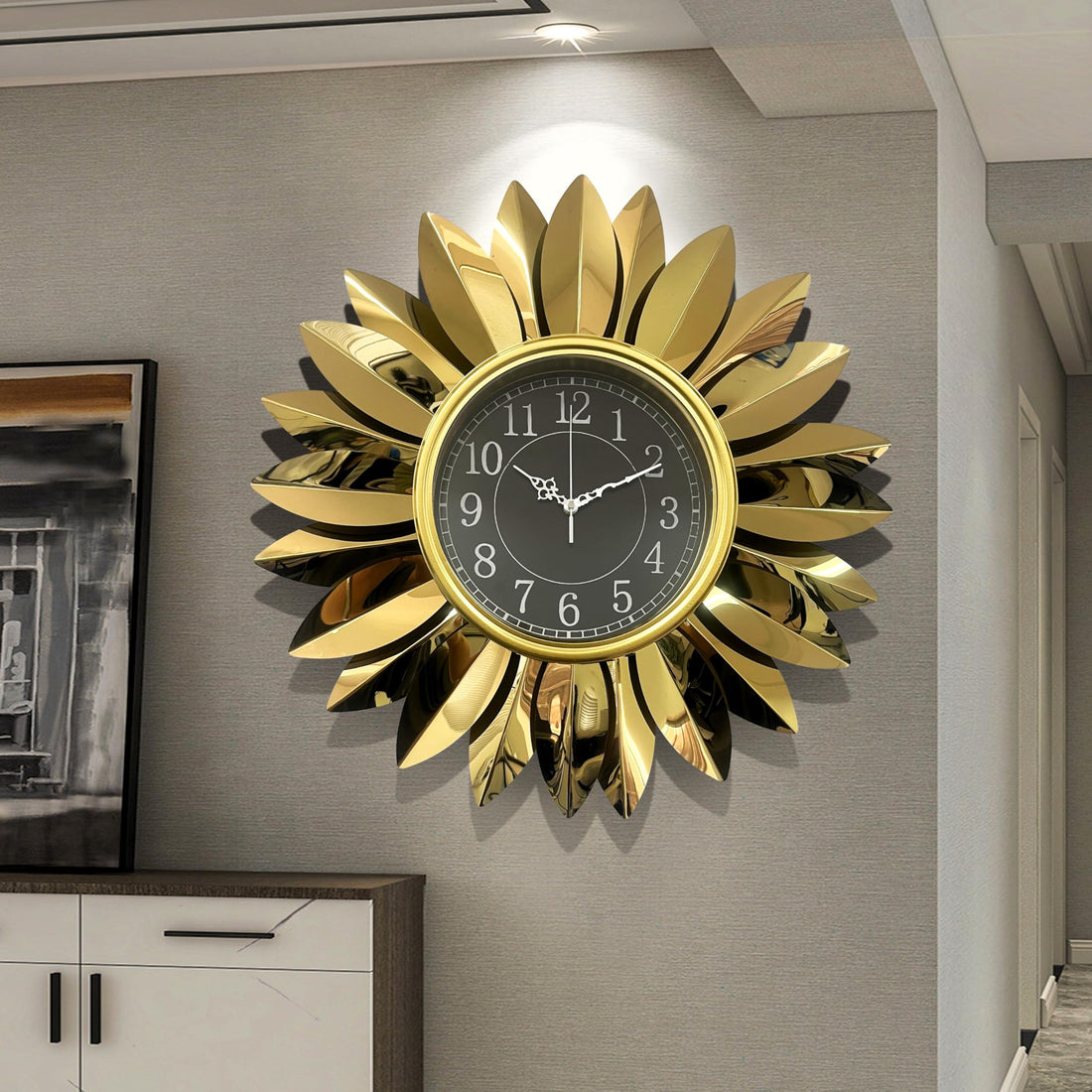 Wadi Misr Import & Export Wall Clock, Diameter 60 cm Round Metal Stainless Steel Silent Non Ticking Battery Operated Modern Home Decor Kitchen Living Room Office Analog
