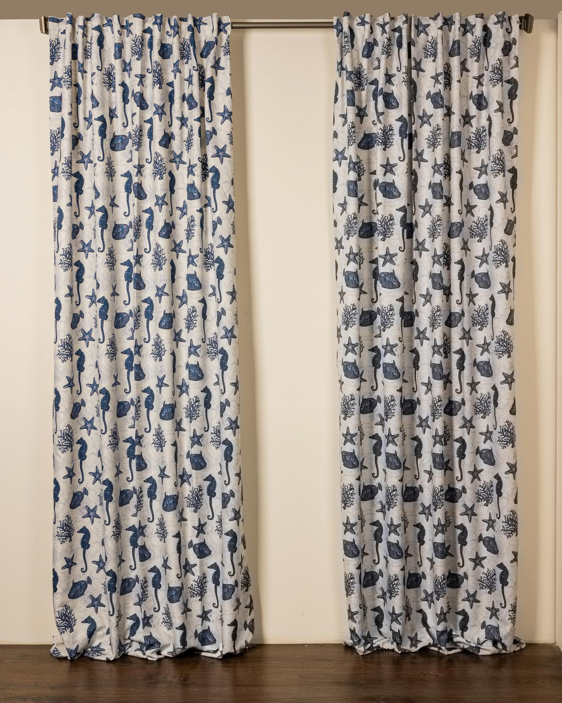 Curtains & Rods Oceanic Onyx Printed Curtains with Multi-Way Header, 140cm W x 280cm L