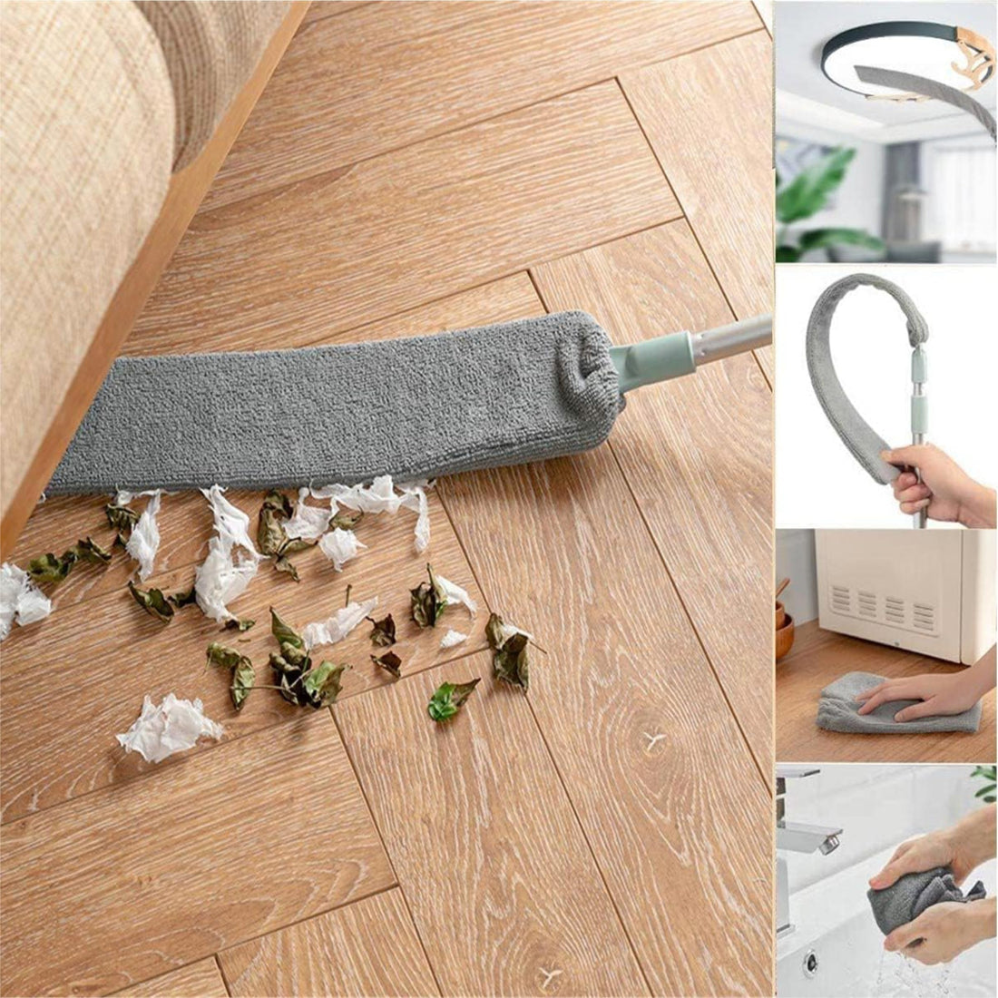 Microfiber Gap Dust Brush for Cleaning Under Bed with Long Handle Mop Flexible Washable and Retractable Gap Duster Brush Feather Duster for Sofa Bed Furniture Bottom Cleaning (Gap Duster)