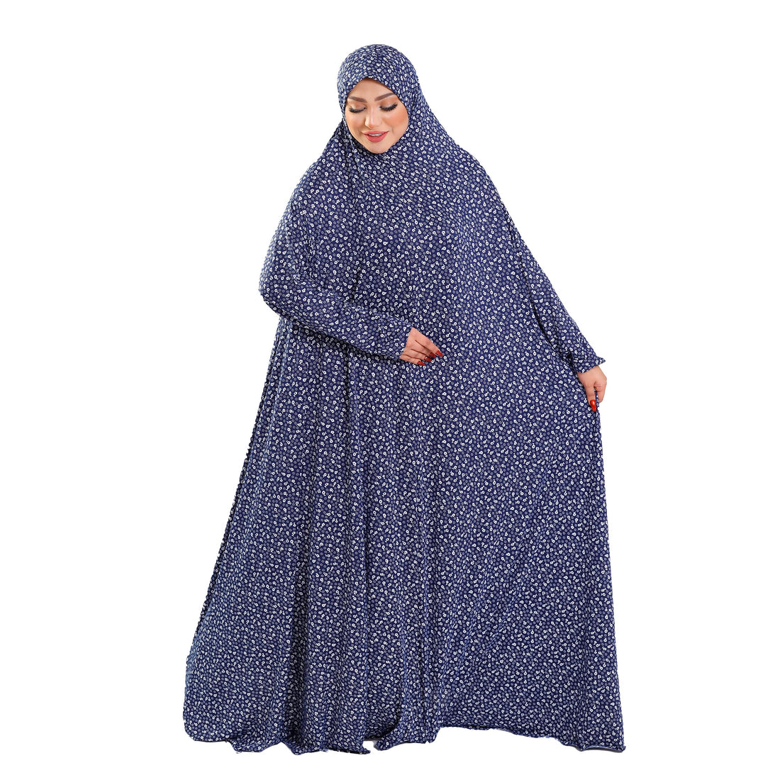 One Piece Floral Plaid Hijab Wrap Comfortable Cotton Feel - High Quality Islamic Prayer Drop - Wide Dressing