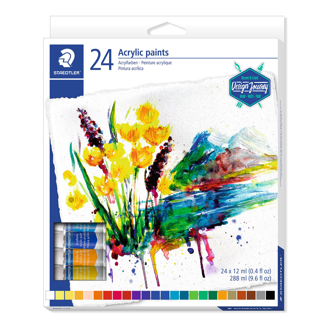 Staedtler 8500 c24 design journy high quality water color paints 12ml per tube set of 24 pcs. - multi color