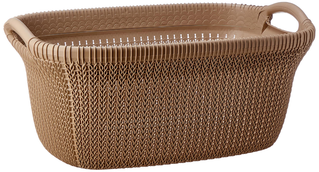 El Helal & Star Palm Oval Laundry Basket - Beige