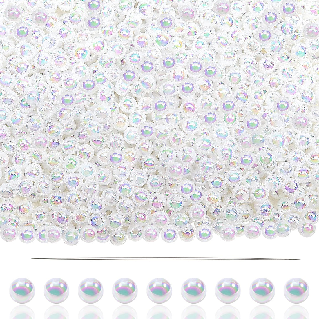 TOAOB 1000pcs Pearl Beads White Round Loose Imitation Pearls 6mm Glass Pearl Beads for Crafts Decoration and Jewellery Making