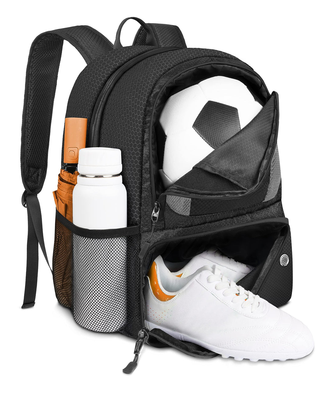 Soccer Backpack with Ball Holder, Water-Resistant Sports Equipment Bag for Football, Basketball, and Volleyball, Multi-Compartment Gear Organizer for Training and Games