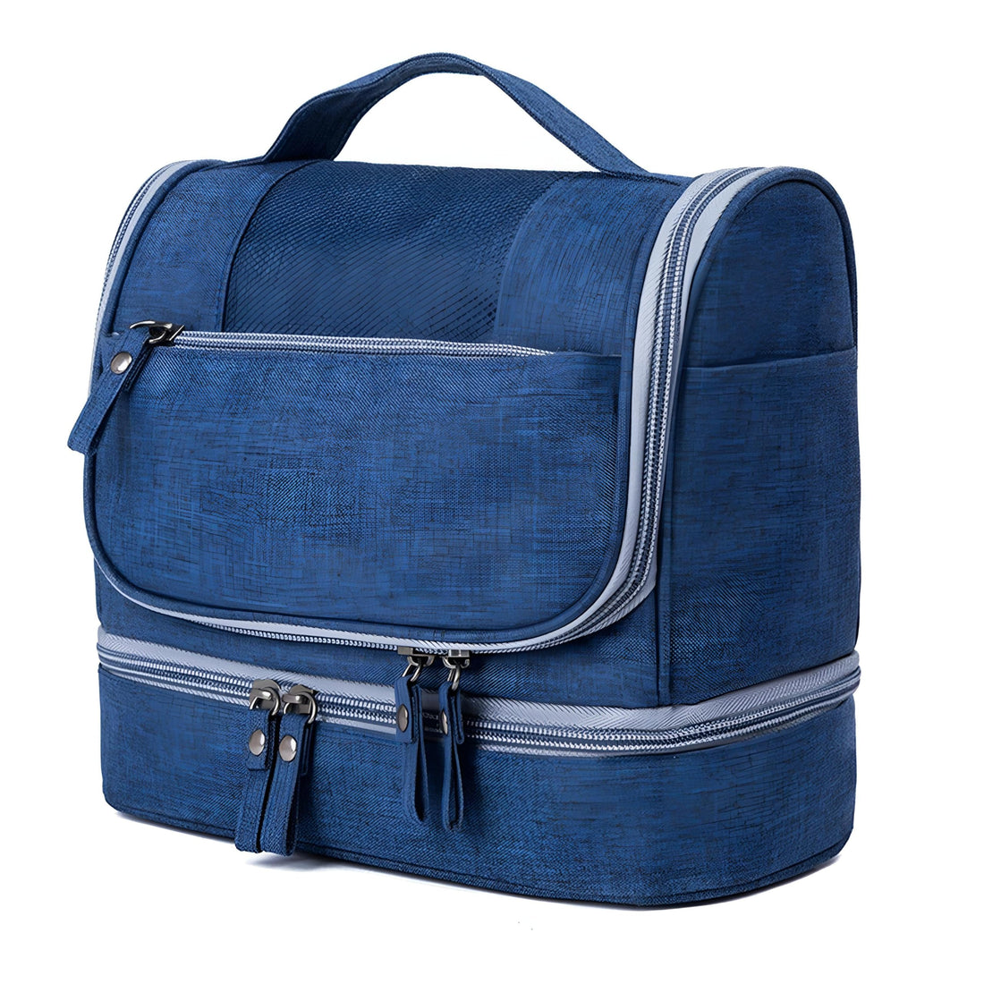 Travel Toiletry Organizer - Compact Water-Resistant Bag with Hanging Hook for Men and Women, Perfect for Cosmetics, Brushes, Shampoo & Accessories While on the Go (Navy Blue)