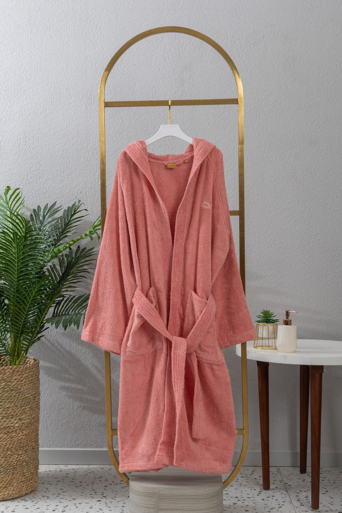 nit - Coral Bath Robe (400 GSM) 100% Egyptian Cotton - Coral, X Large