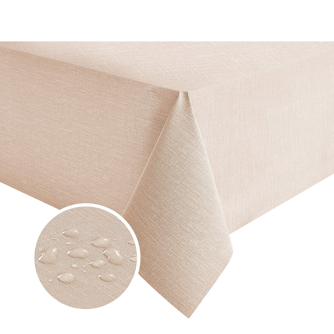NLMUVW Rectangle Vinyl Tablecloth 100% Waterproof Oil Proof Spill Proof PVC Table Cloth Wipe Clean Table Cover for Kitchen Dining Picnic, 54 x 108 inch, Champagne