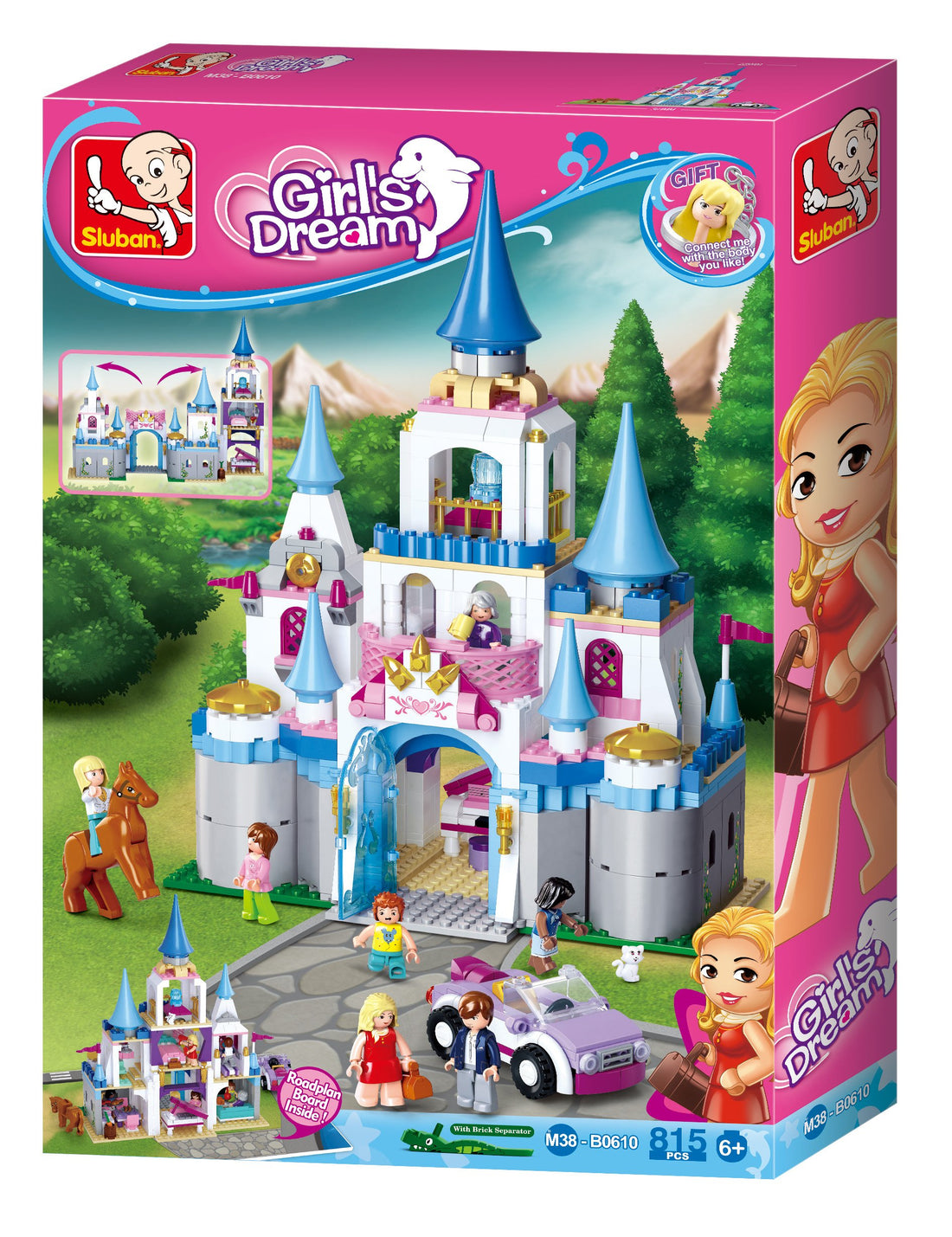 Sluban M38-B0610 Sapphire Castle, Multi-Colors boy toys, girl toys, birthday gift, Christmas gift, growth, fun, for kids.
