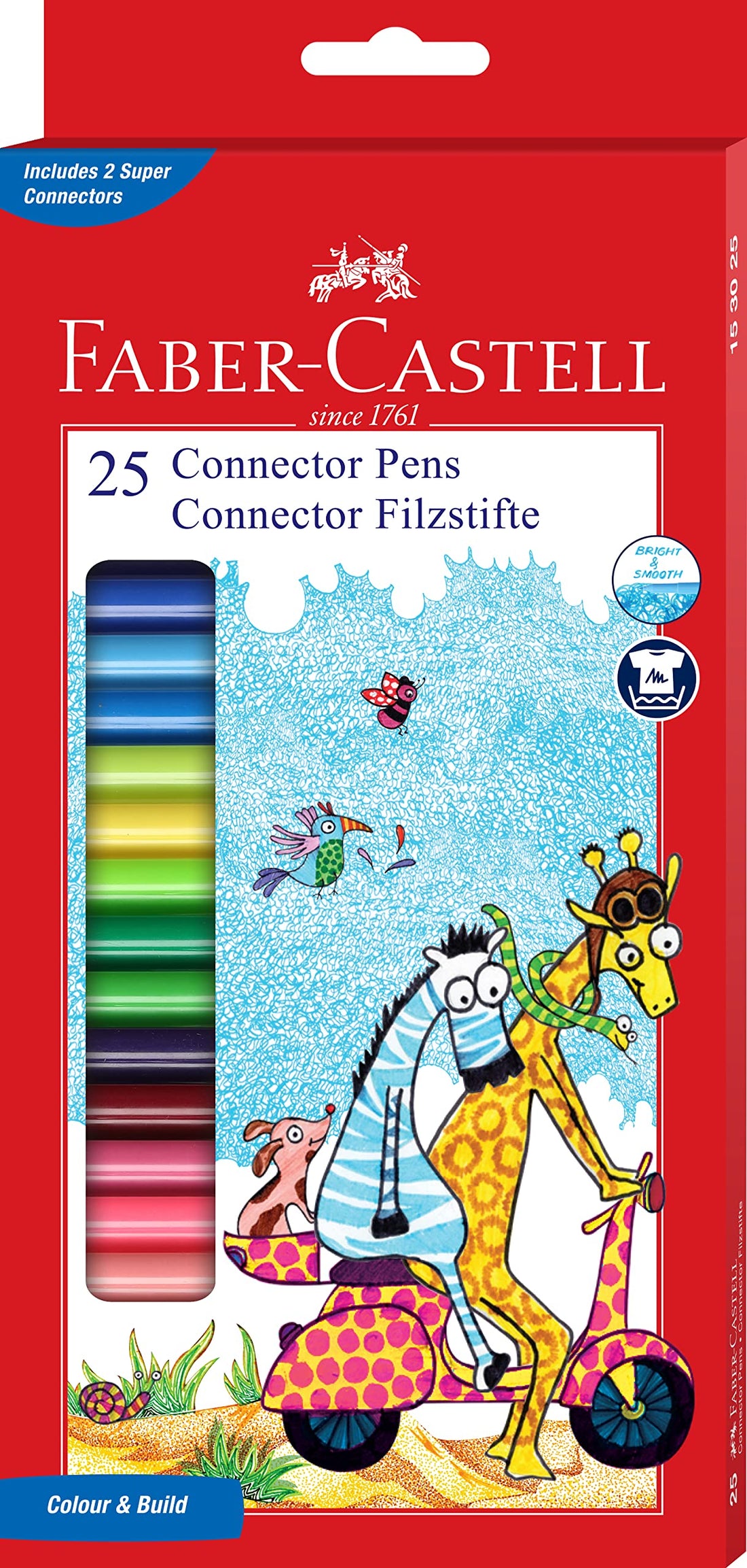 Faber-Castell 153025 Connector Pens With 2 Free Connectors - Multi Color