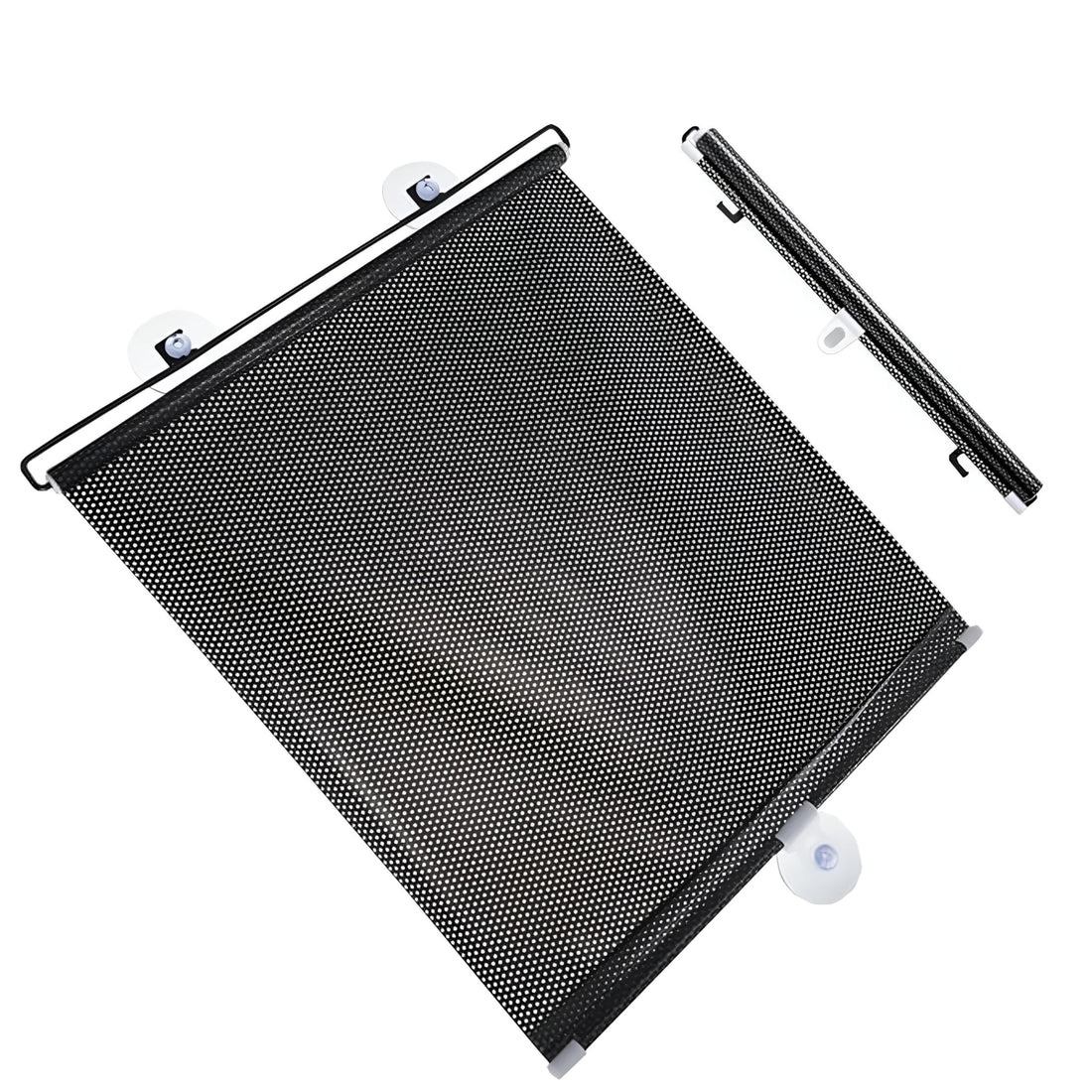 Blackout Curtain with Suction Cups, Waterproof Fabric Roller Blinds, Temporary Portable Window Blind, Thermal Insulated, for Rooms, Living Room, Car (125x40cm, Black)
