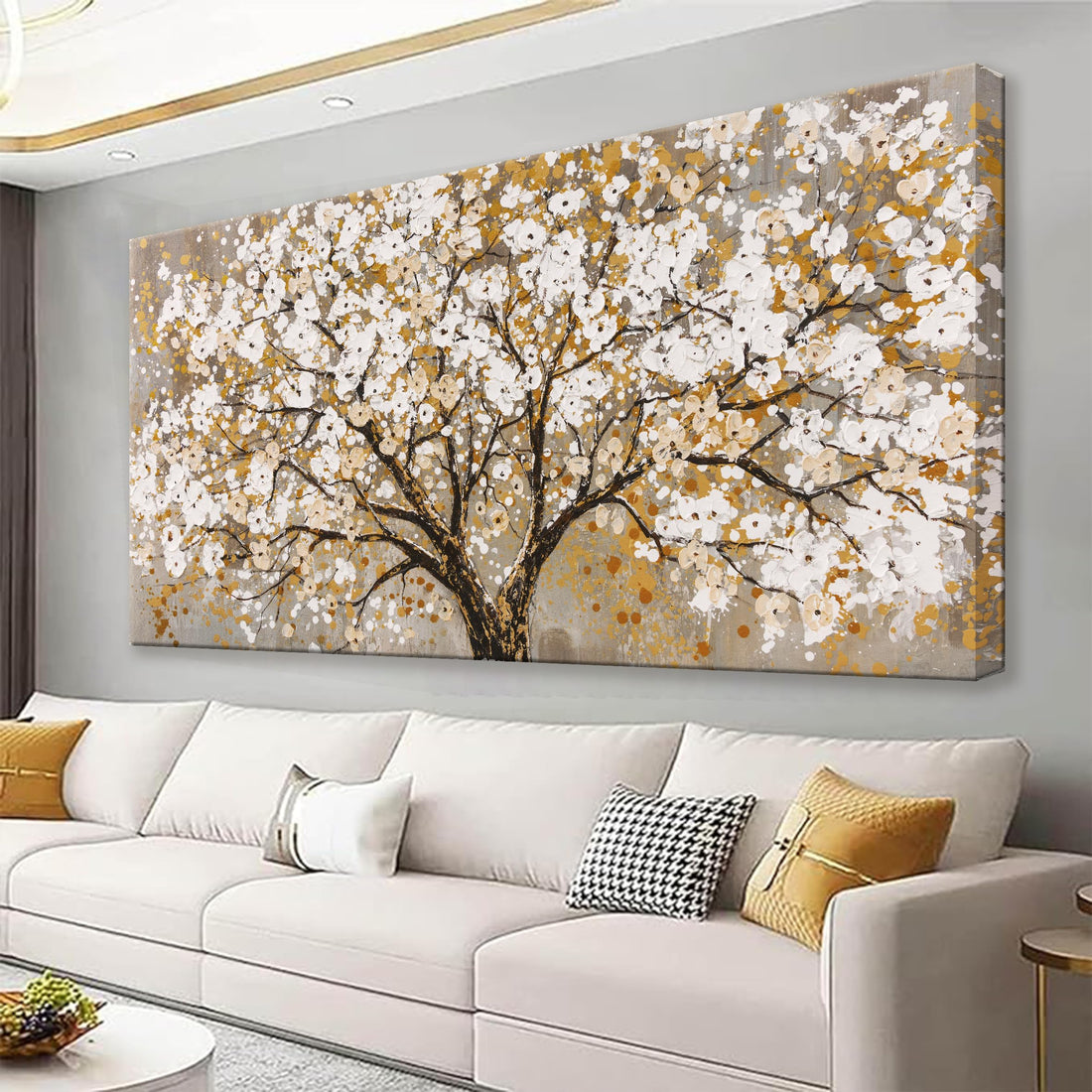 Wall Art Gold Tree Of Life Modern Artwork Canvas Painting Tree Pictures Canvas Art Wall Decor For Living Room Bedroom Dining Room Office Home Wall Decor 20"X40"