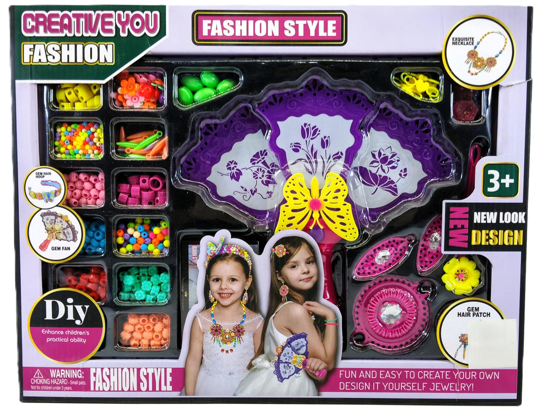 DIY Fashion Jewellery Making Kit for Girls Ages 3 and Above, Plastic Toy Accessories