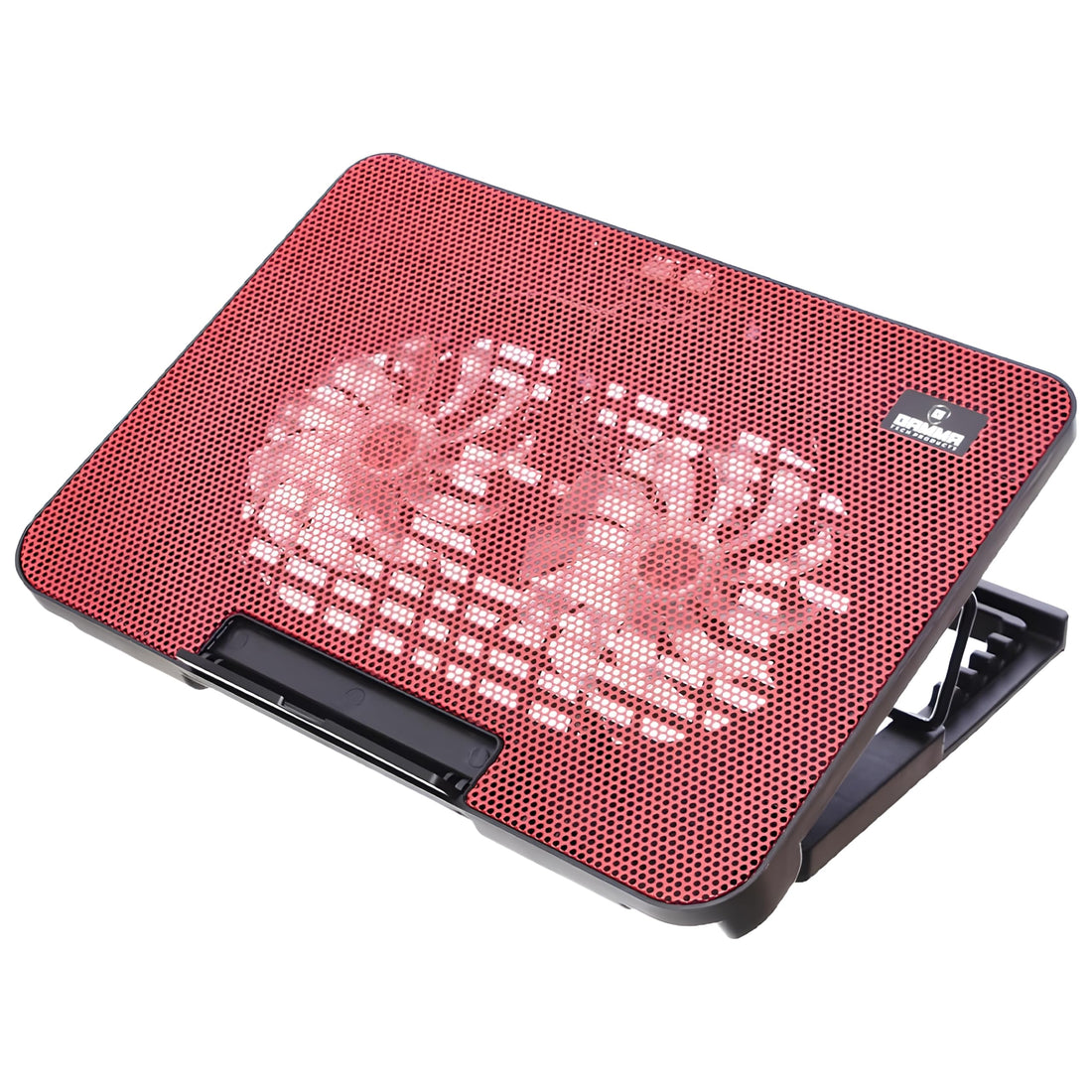 GT-99 Laptop Cooling Fan with 2 Fans 14cm Ergonomic Design Blue Light Up to 17 Inch - 6 Height Levels - Black