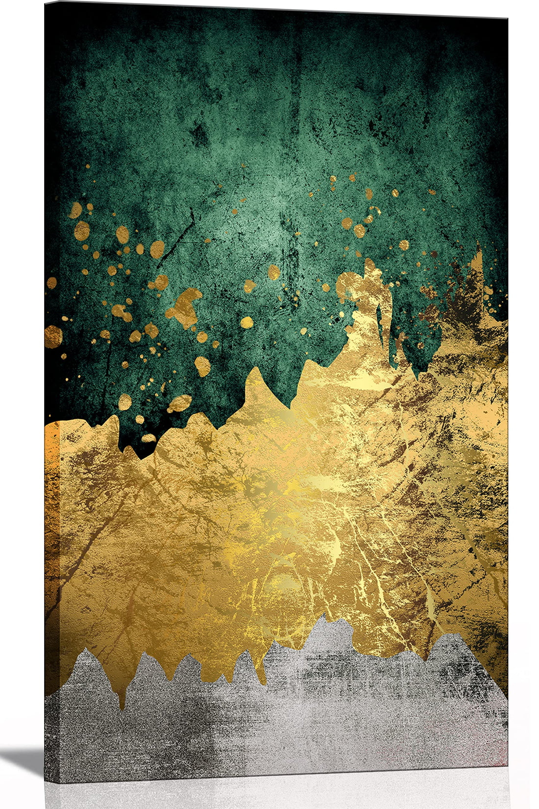 Large Size Abstract Green Gold Emerald Modern Nordic Canvas Wall Art Painting Poster Cuadros Picture Prints on Canvas Home Decor for Living room Bedroom Hallway Entrance Framed Ready to Hang 24×48in