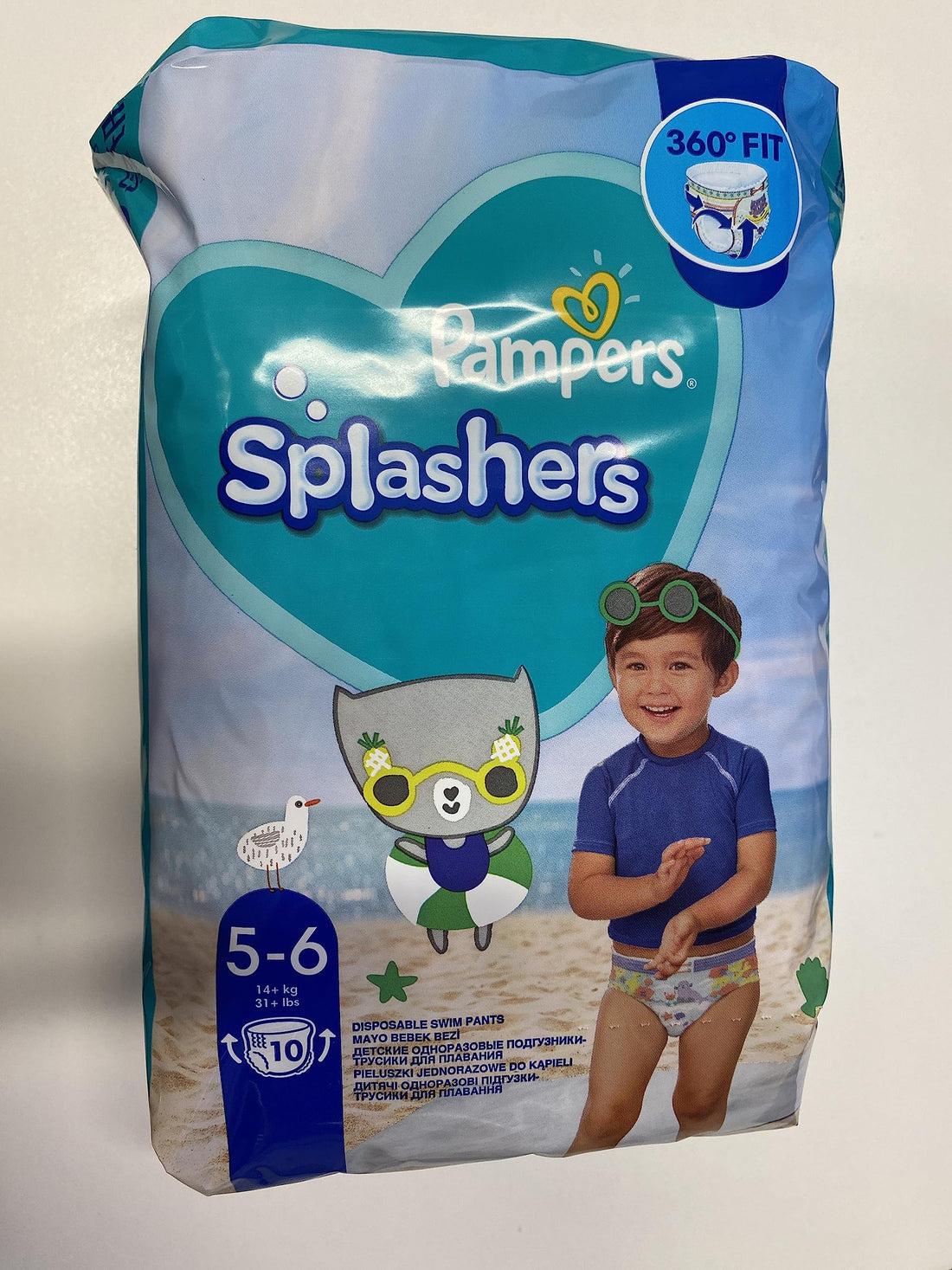Pampers Splashers, Size 5-6, 10 Disposable Swim Diapers, 14 kg+, Comfort of a Swimsuit and Optimal Protection Pampers in Water, Random Model