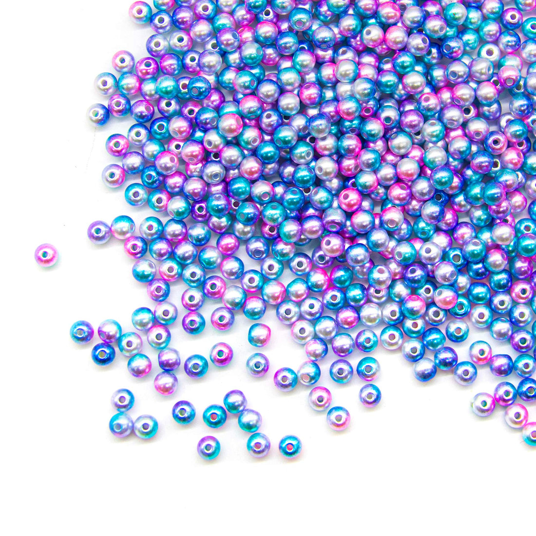 AUEAR, 600PCS Mermaid Faux ABS Pearl Beads 6mm Multicolored Round Faux Pearls Filler Rainbow Beads for Jewelry Making (Purple)