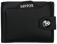 Mens Genuine Leather Wallet 100% Cow Wallet Unique Design with Snap Closure 10 Card Slots Money Pocket (Black)