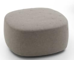 Light Gray Round Fabric Ottoman with Button Tufting, Padded Upholstered Footrest Stool, Minimalist Vanity Chair for Small Spaces