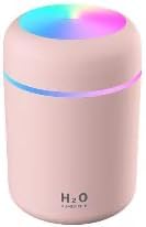 Press to Display Extender,230ml Mini Ultrasonic Air Humidifier with USB and Aroma Diffuser,Electric Humidifier Essential Oil Diffuser with 7 LED Lights,Pink