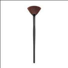 Fan Makeup Brush, Brown Bristles, Black Handle, Professional Cosmetic Tool