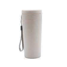 Healthy Glass - Wheat Composite 350ml Thermal Mug with Protective Cap and Carry Strap, White Shade, Versatile for Indoor Outdoor Use, Eco-Conscious Design Promoting Wellness and Sustainability Always