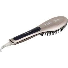Electric Hair Straightener Brush Hair Dryer with LCD Display, Gold 1000W