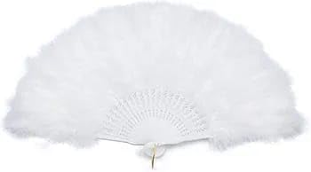 Soft Fluffy Lady Burlesque Wedding Hand Fancy Dress Costume Dance Feather Folding Fan
