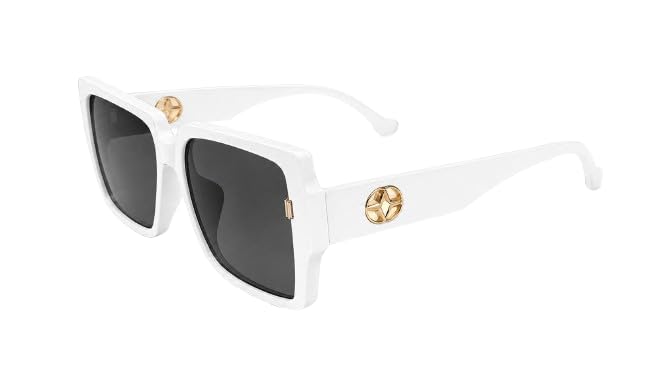 Square Sunglasses, Frame with Plaid Detail, Lenses, Gold Accent, Retro Style