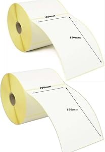 Barcode Roll Label 10cm x 15cm 500 Labels Imported, Thermal Paper Labels for Barcode Printer, Shipping Bill Stickers Set of 2 Rolls (2 Rolls)
