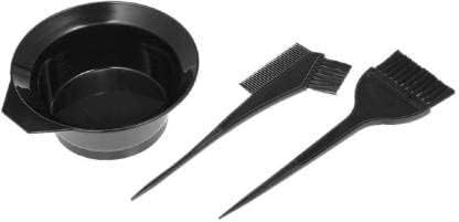 Plastic Hair Color Dyeing Kit | Professional Use Dye Brush Kit for Saloon Both Men and Women (1Bowl 3 Brush)