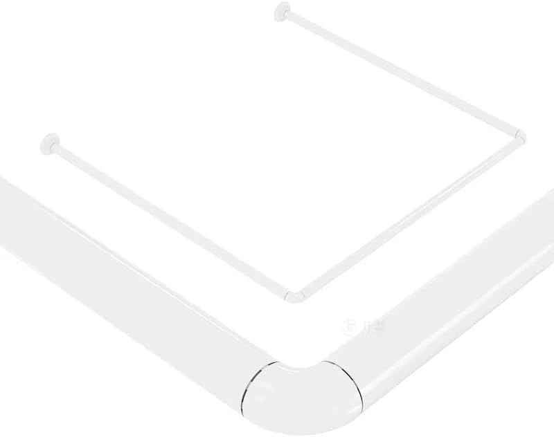 Adjustable Bathtub Curtain Rod 90x90 – U or L Shaped Shower Rod with Durable Mounting Accessories – Elegant Design Rustproof Shower Curtain Rod (White L-Shaped)