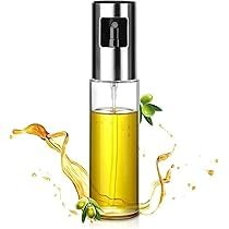 Glass Oil Sprayer Dispenser Bottle with Spray Mist, 100ml, Clear and Silver