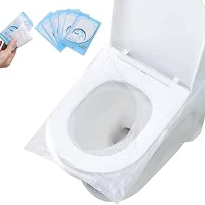 50 Pack Disposable Toilet Seat Covers, Waterproof & Non-Slip, Individually Wrapped, Portable Toilet Seat Protectors for Travel, Toddler Potty Training, Pregnant Women & Adults